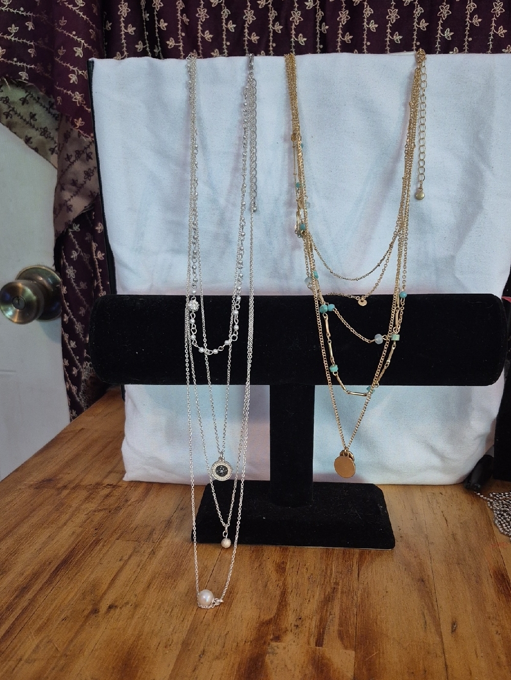 Layered Gold and Silver Multi-Strand Necklace Set